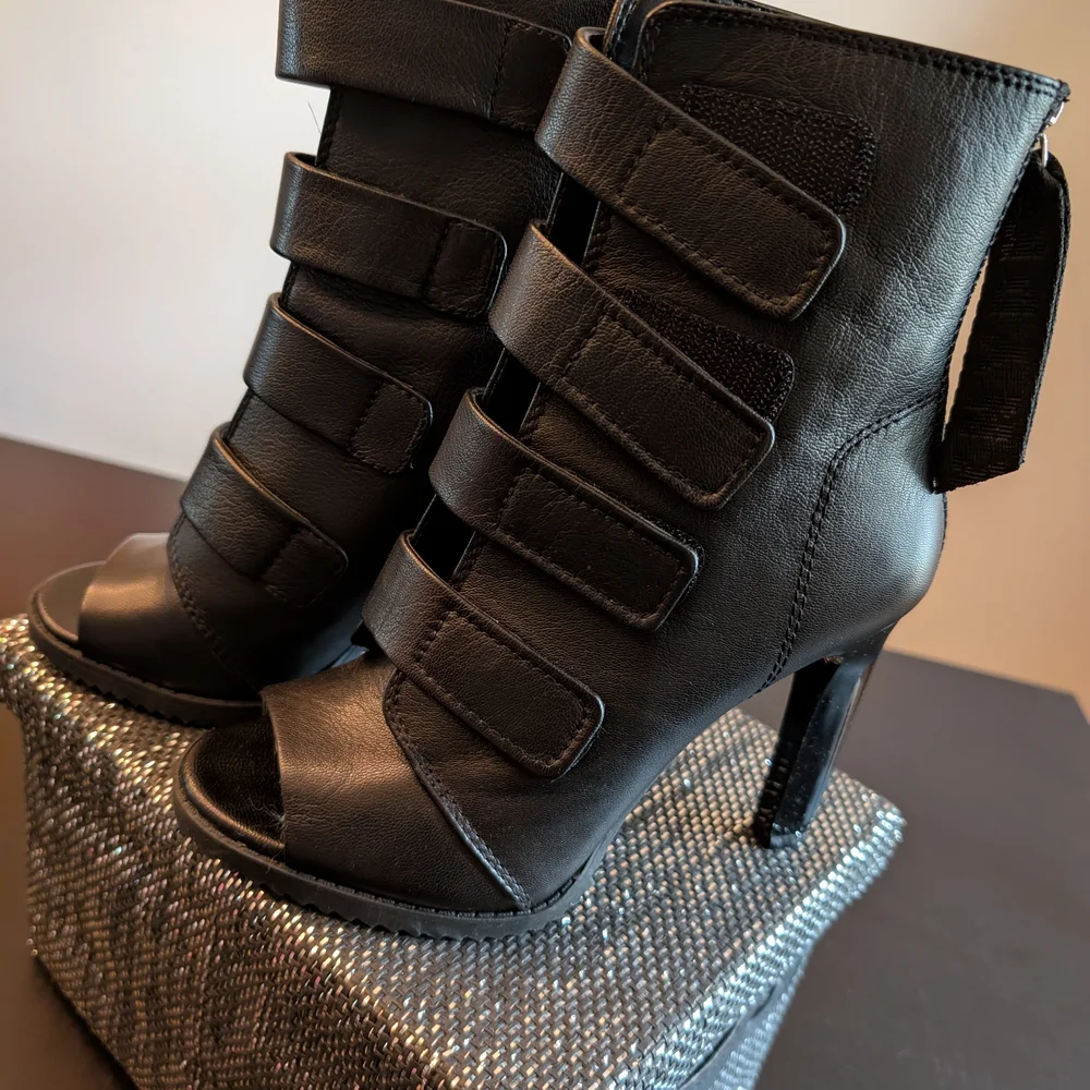 DKNY Women's Sexy Black Peep Toe Booties - Picture 2 of 8